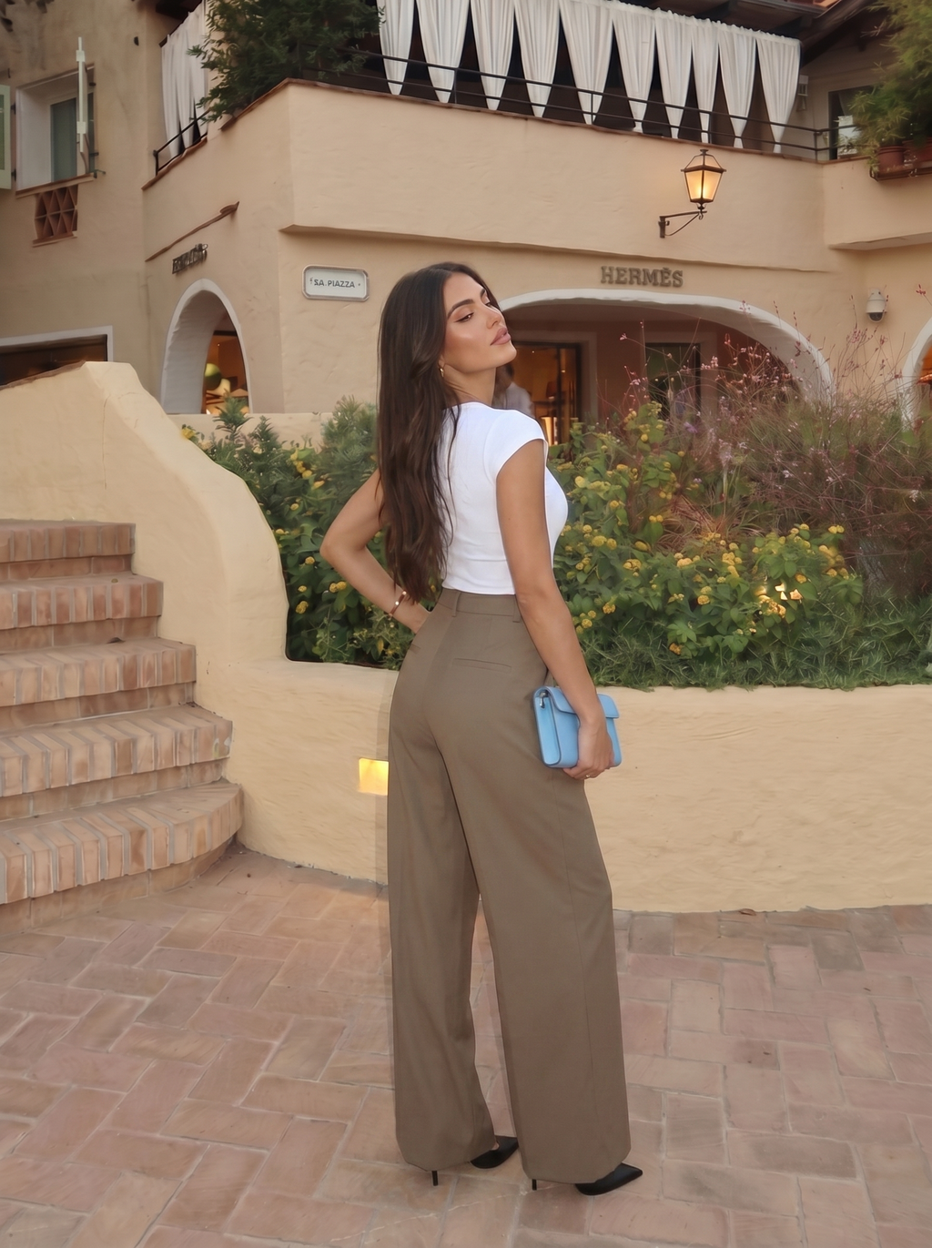 Pantalone a pieghe alto
